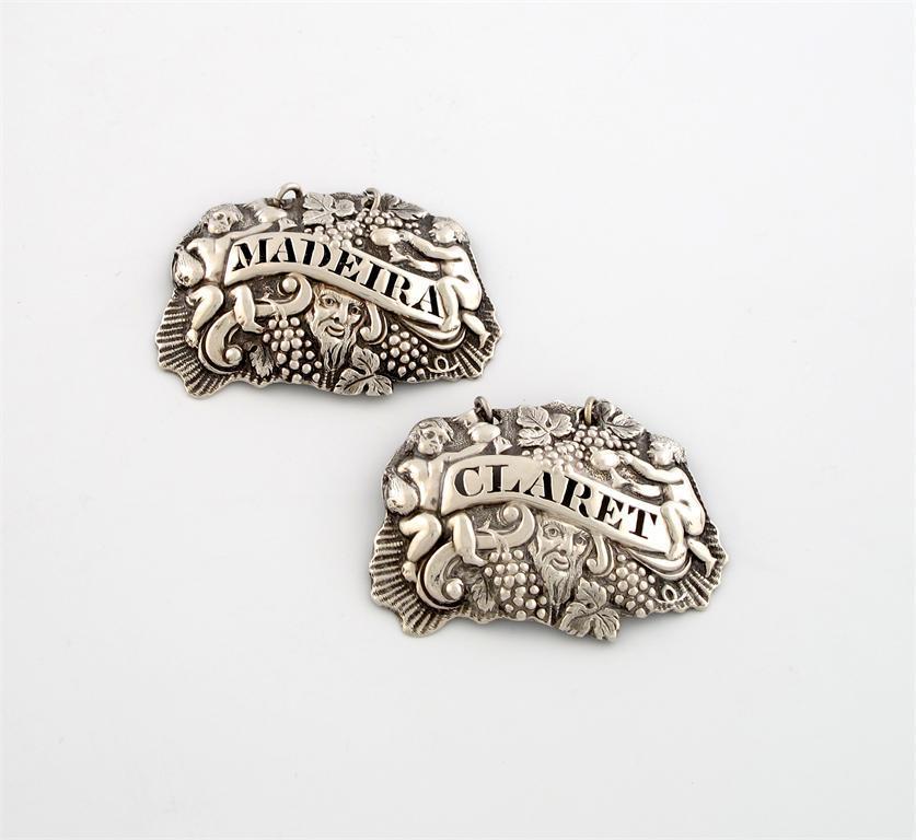 Appraisal: A pair of early th century Irish silver wine labels