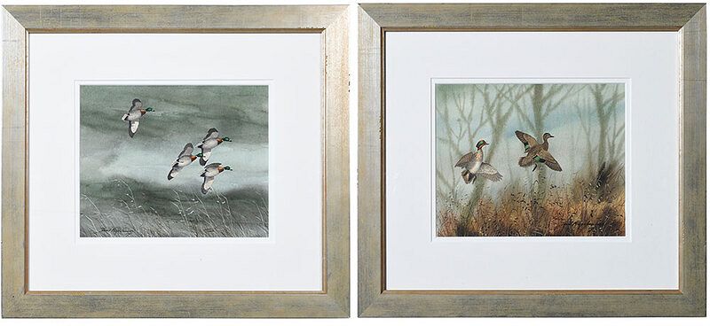 Appraisal: David Hagerbaumer California Illinois - Ducks in Flight Two Watercolors