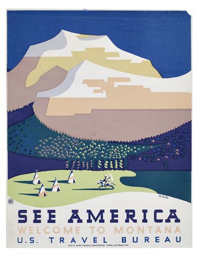 Appraisal: RICHARD HALLS - SEE AMERICA WELCOME TO MONTANA x inches