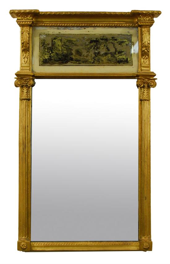 Appraisal: TWO FEDERAL STYLE GILTWOOD WALL MIRRORS one with eagle finial