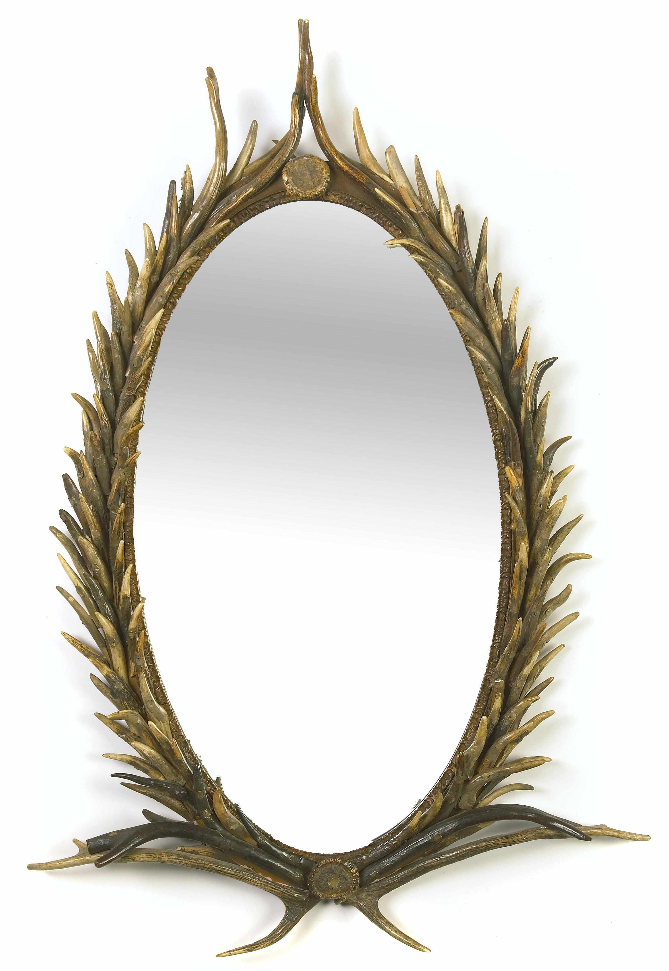 Appraisal: A Continental horn mirror th centuryheight in width in