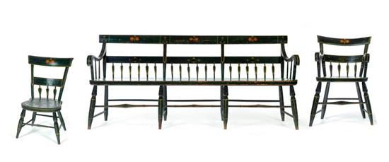 Appraisal: SUITE OF DECORATED HALF-ARROWBACK WINDSOR FURNITURE American nd quarter- th