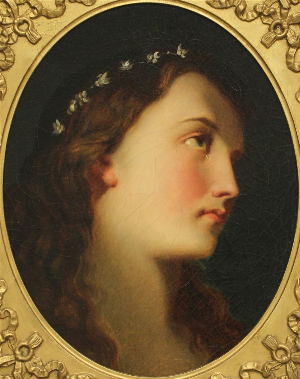 Appraisal: FRENCH SCHOOL TH CENTURY A YOUNG BEAUTY OPHELIA Oil on