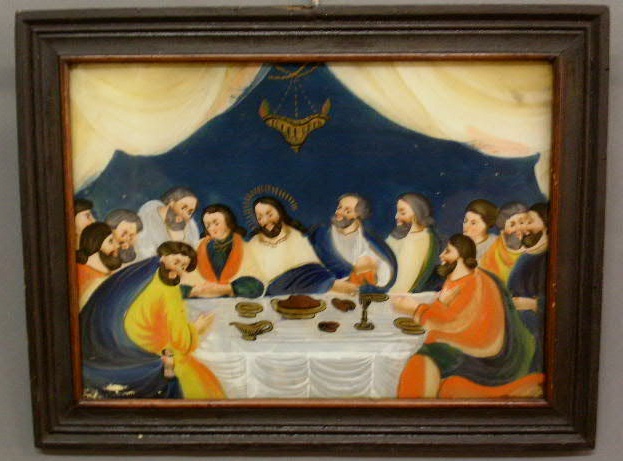 Appraisal: Reverse painting on glass early thc of The Last Supper