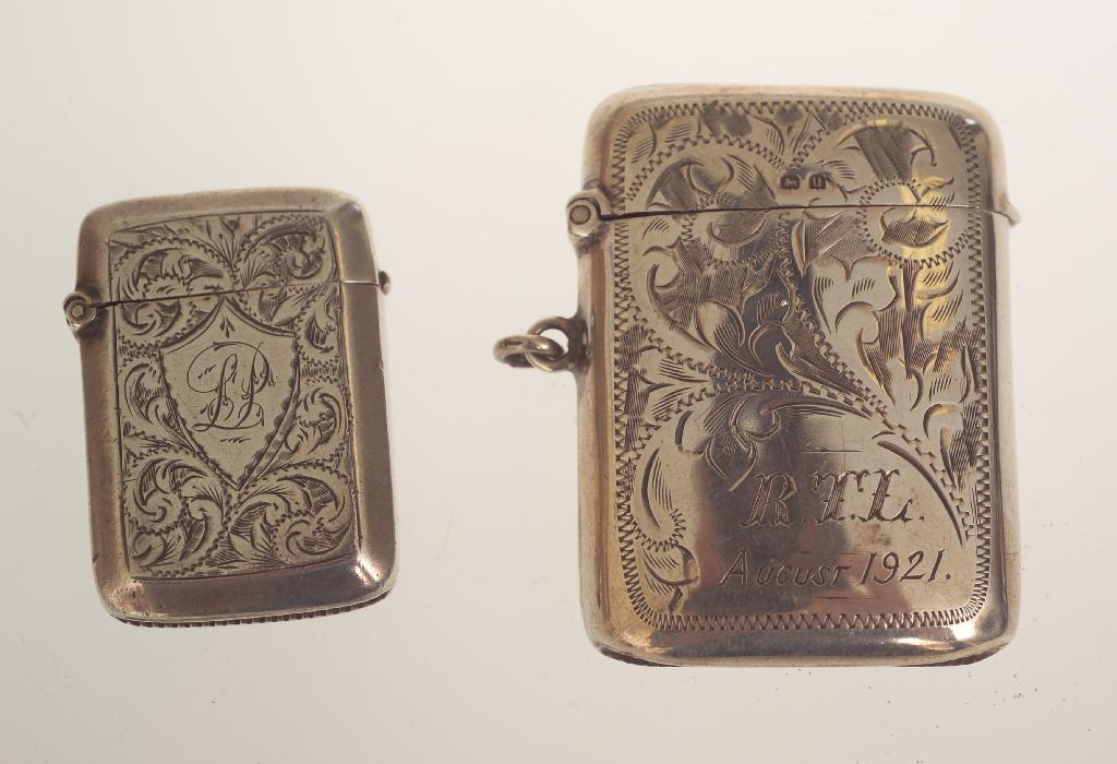 Appraisal: TWO SILVER VESTA CASES BIRMINGHAM AND Larger cm -