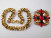 Appraisal: A costume jewellery necklace signed Givenchy and a brooch approx