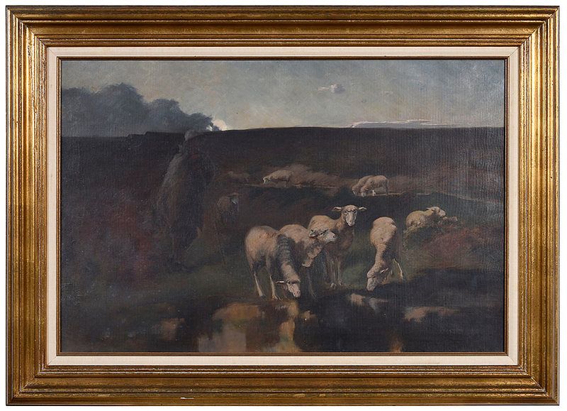 Appraisal: Attributed to Harry Ives Thompson American - Shepherd with Sheep