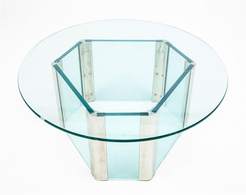 Appraisal: PACE COFFEE TABLE Chromed metal and glass x in diam