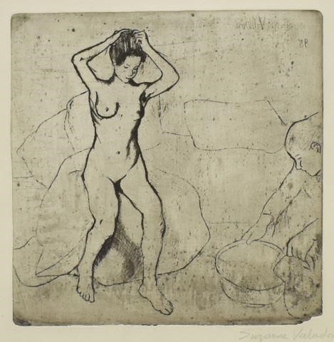 Appraisal: Framed engraving on paper La Toilette signed and dated in