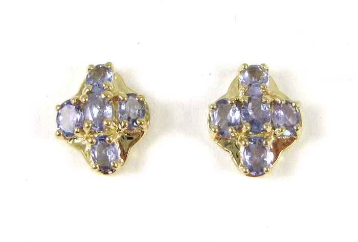 Appraisal: PAIR OF TANZANITE AND YELLOW GOLD EARRINGS each k gold