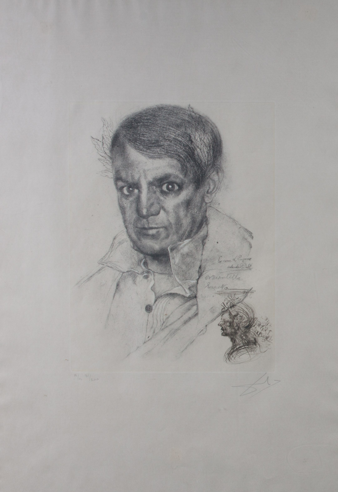 Appraisal: Salvador Dali Portrait of Picasso engraving Spanish - Portrait of