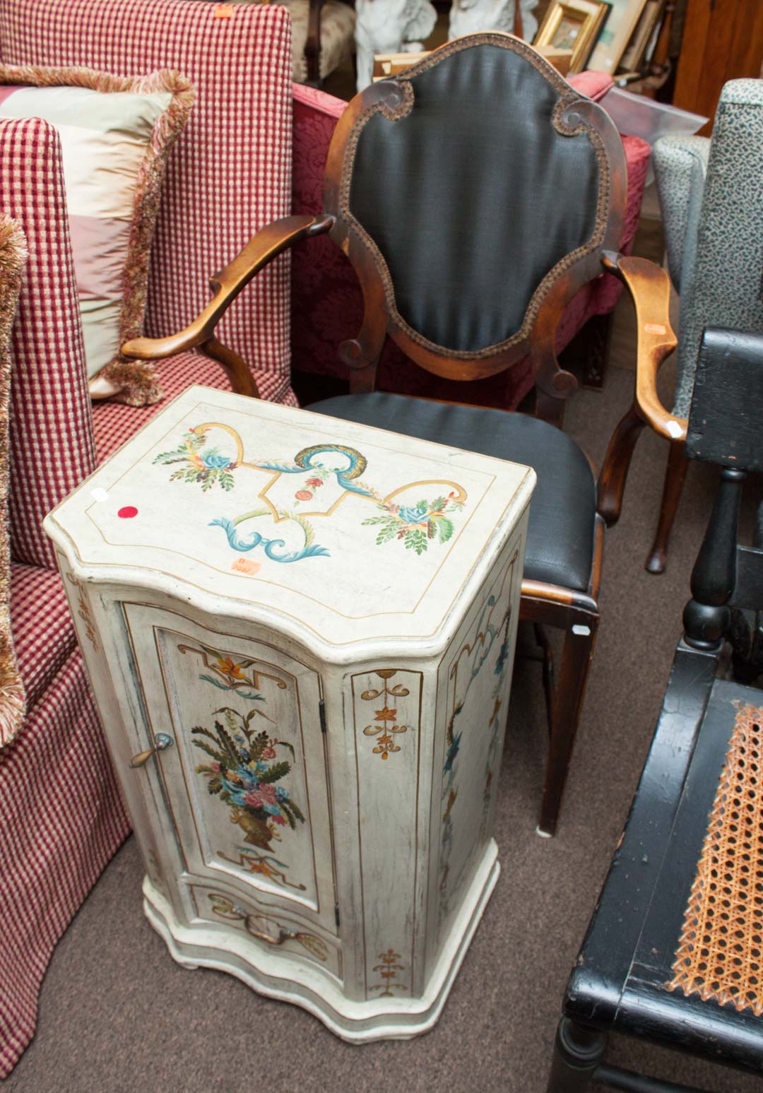 Appraisal: Two pieces of assorted furniture comprising upholstered armchair and painted