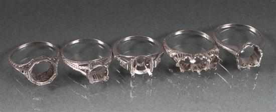 Appraisal: Group of Art Deco platinum ring settings grams total Estimate