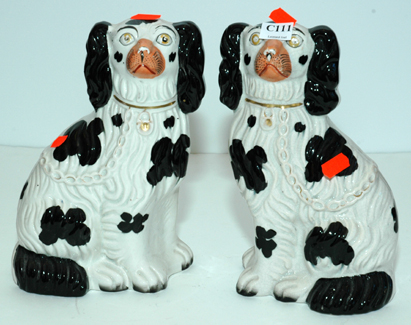 Appraisal: PAIR OF TH CENTURY STAFFORDSHIRE SPANIELS