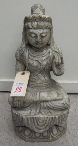 Appraisal: A SOUTHERN INDIA MARBLE SCULPTURE depicting the Gautama Buddha seated