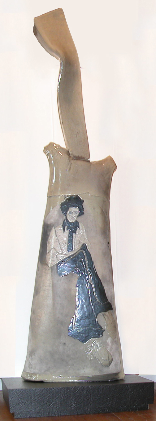 Appraisal: Free-Standing Glazed Raku Ceramic Sculpture Kemenyffy Susan B Hale American