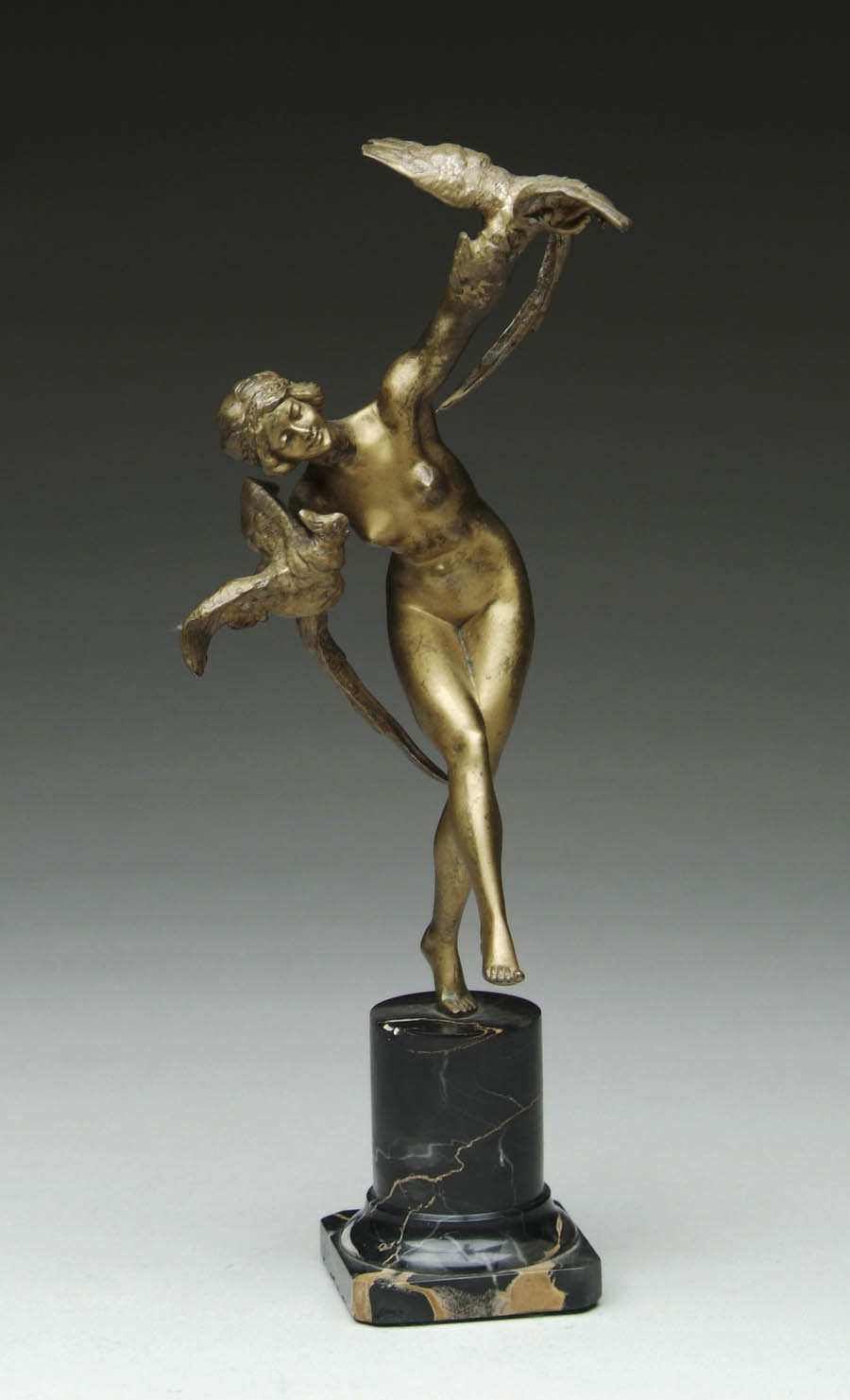 Appraisal: BRONZE FIGURE Wonderful bronze Art Deco figure depicts a dancing