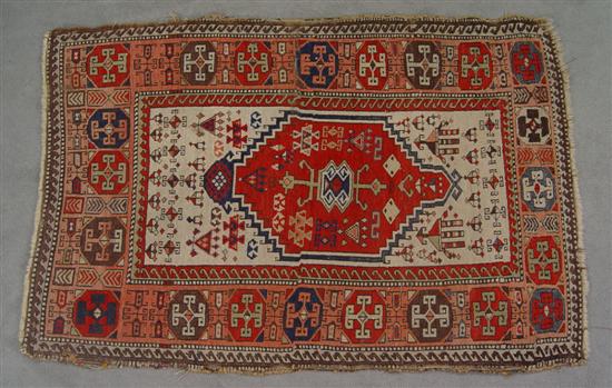 Appraisal: Antique Oriental Carpet Early 's Nomadic wool-on-wool Caucasian prayer rug