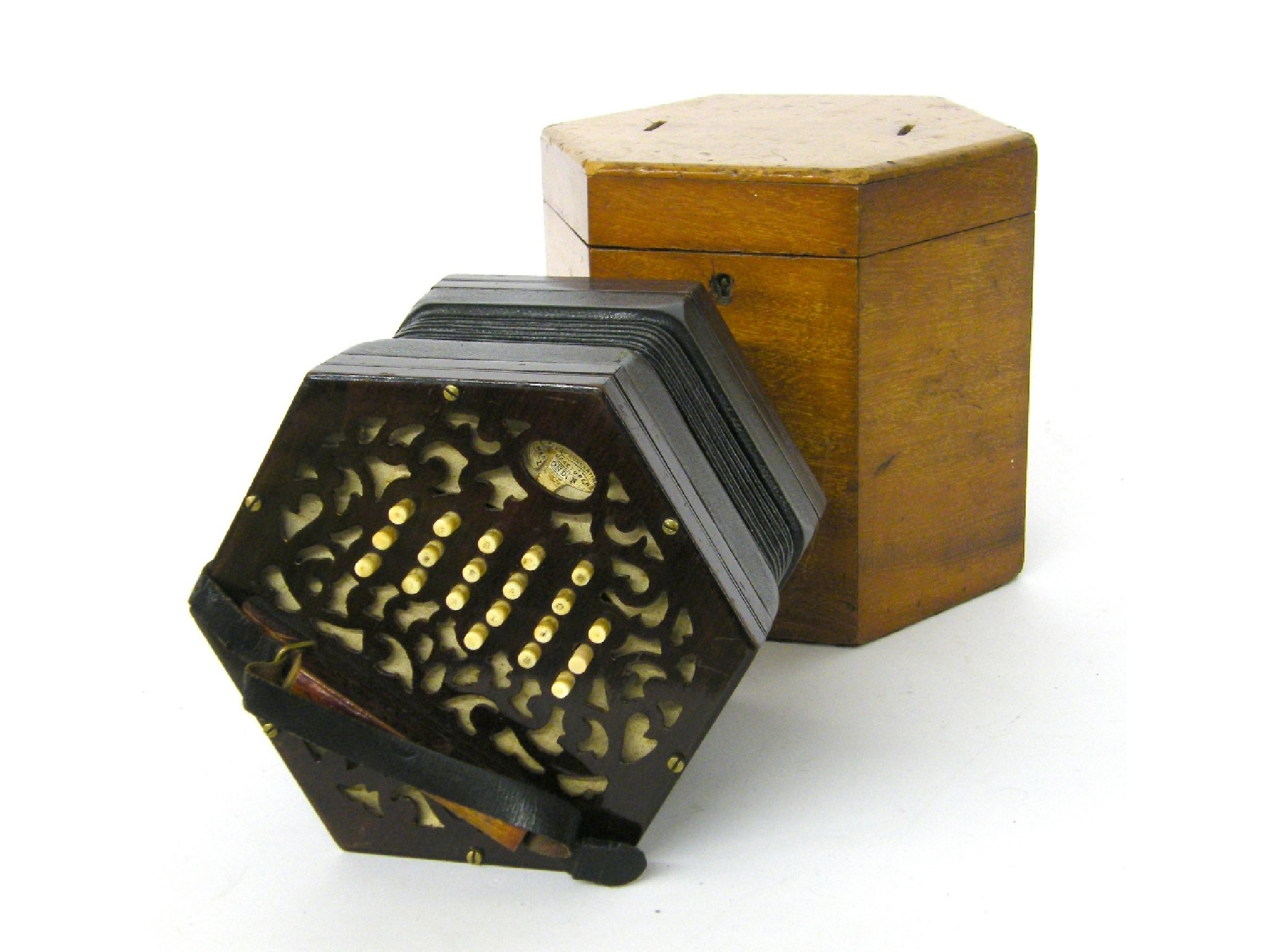 Appraisal: Lachenal Co English concertina no xx with thirty-nine bone buttons