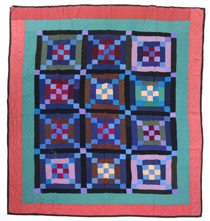 Appraisal: INDIANA AMISH PIECED QUILT Ca cotton Hand stitched Nine Patch