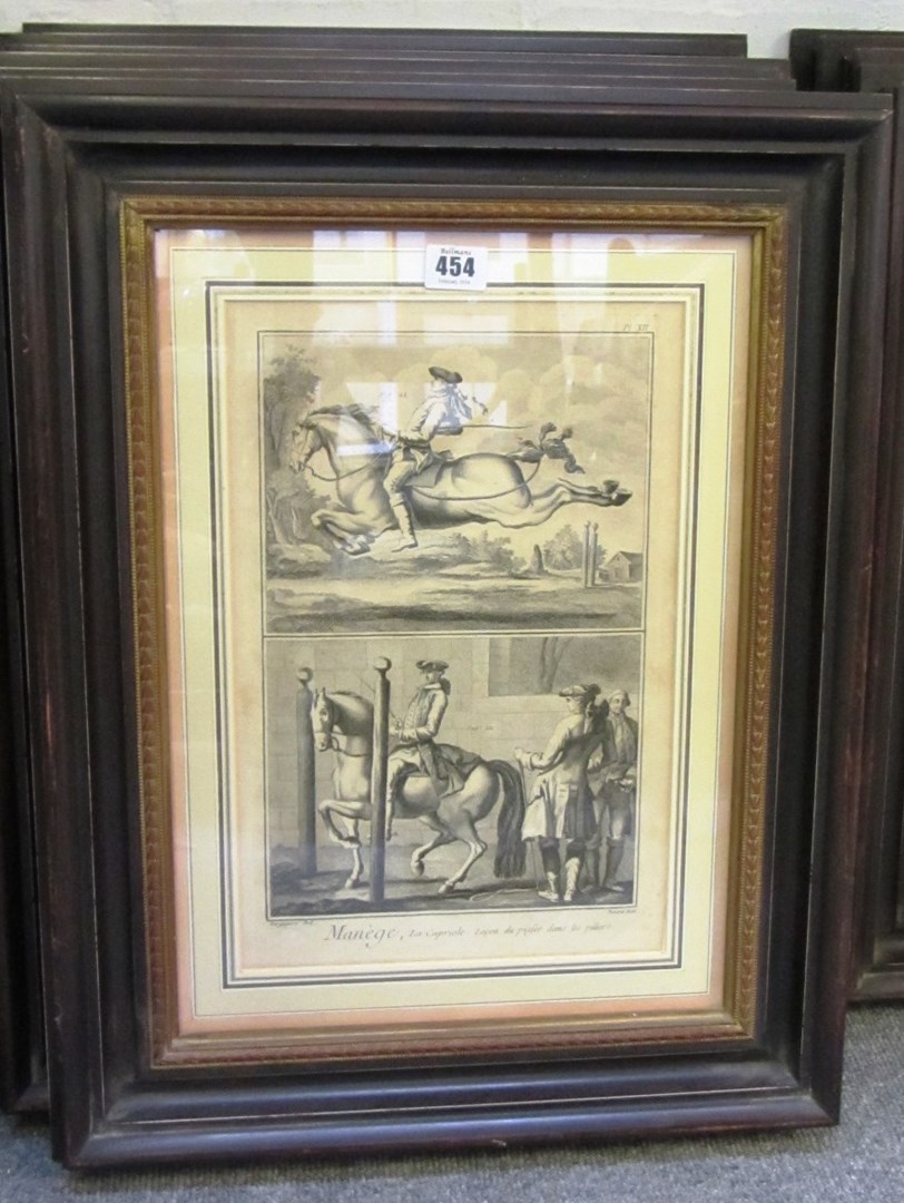 Appraisal: After Harguiniez A set of fourteen equestrian engravings by Benard