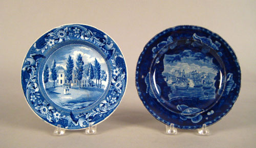 Appraisal: Two historical blue Staffordshire plates th c depicting Hoboken New