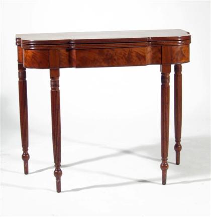 Appraisal: Federal mahogany card table philadelphia Kidney shaped top on square