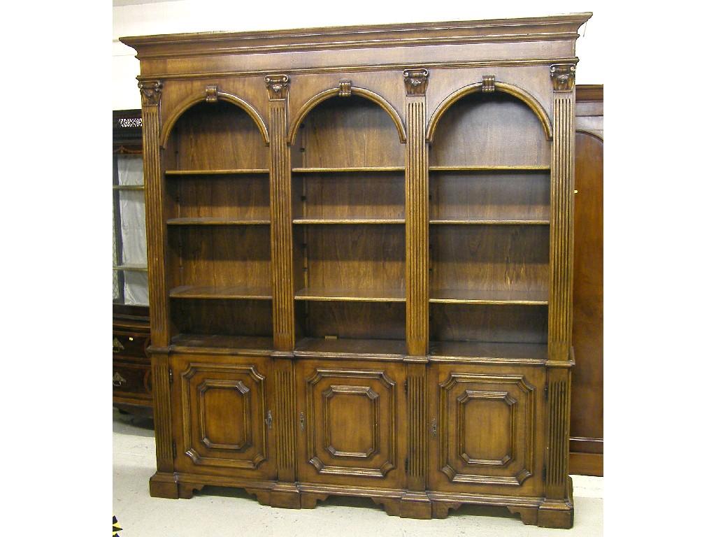 Appraisal: Large Georgian style bookcase the moulded top over triple arched