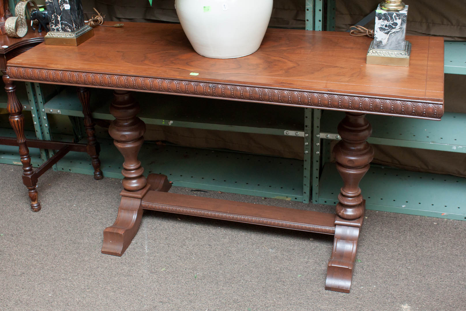 Appraisal: Jacobean Revival library table with other items including three elephant