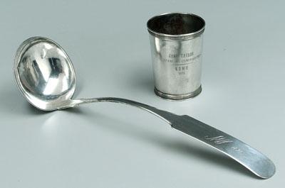 Appraisal: Sterling julep cup and coin ladle sterling julep cup with