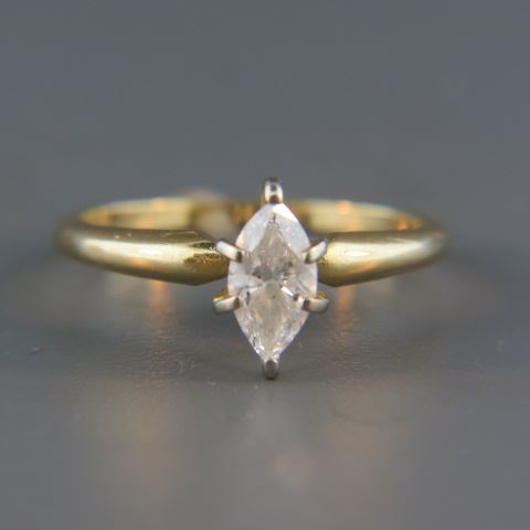 Appraisal: Diamond Solitare Ring carat marquise cut in k yellow gold