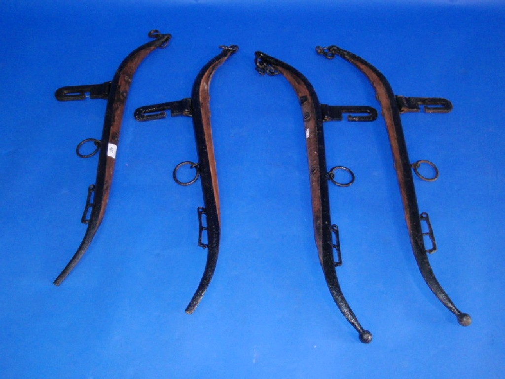 Appraisal: Two pairs of elm steel and metal hames