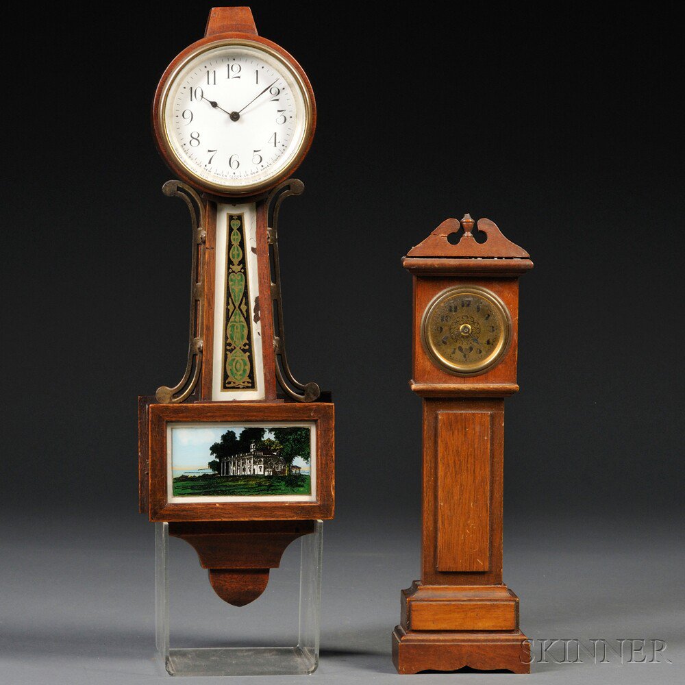 Appraisal: Two Miniature American Clocks both with lever escapement time-only movements