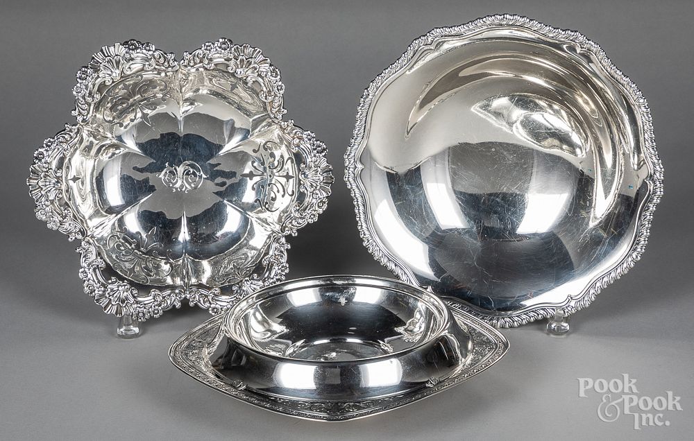 Appraisal: Three sterling silver centerpiece bowls Three sterling silver centerpiece bowls