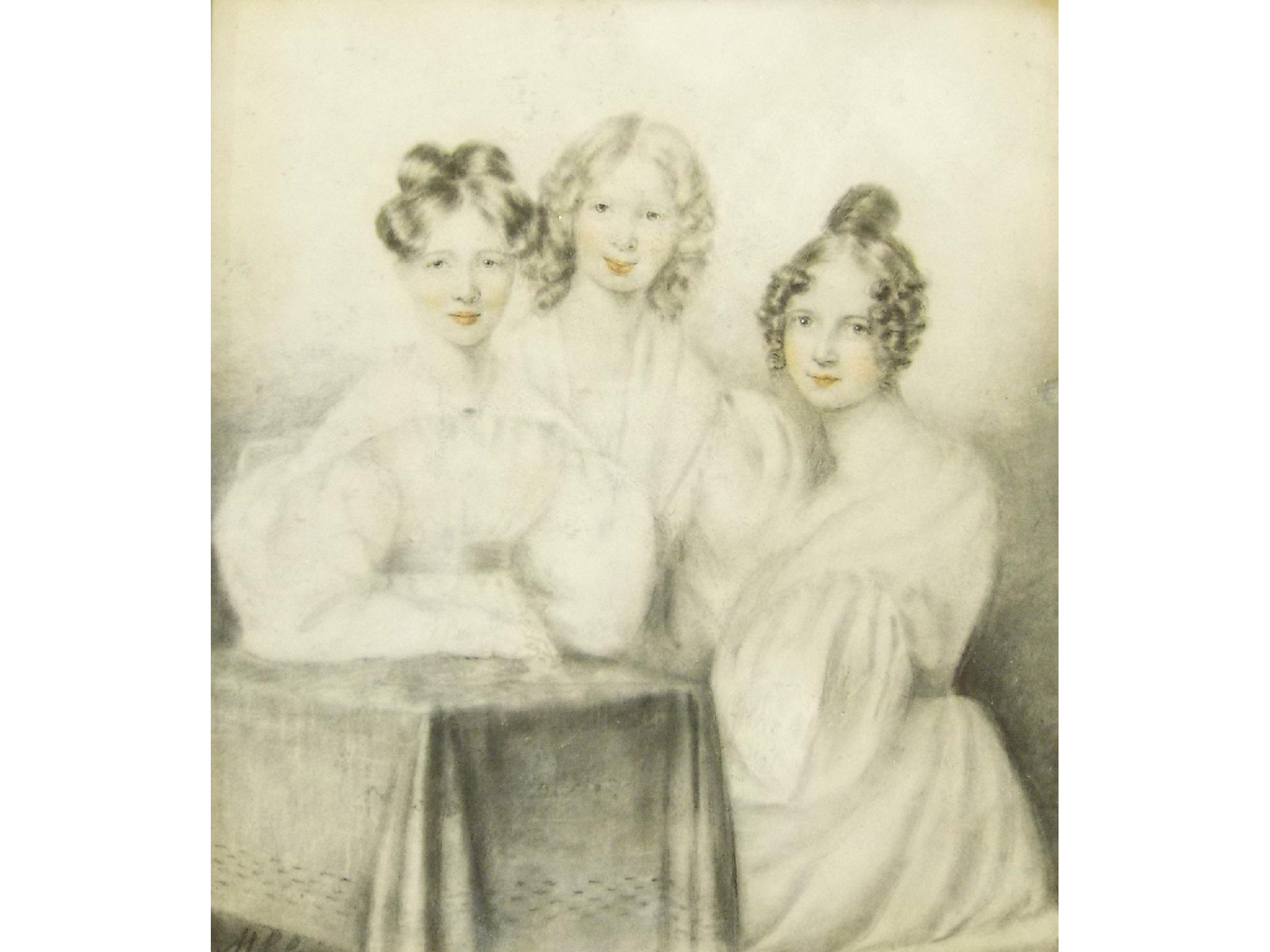 Appraisal: th Century School - study of three girls at the