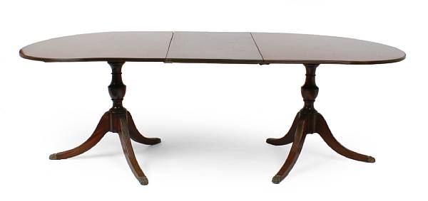 Appraisal: A Regency style two pedestal dining table height in length