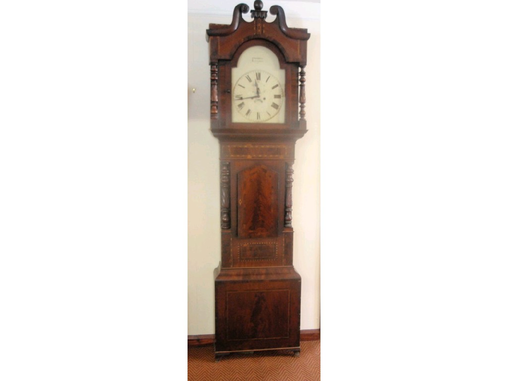 Appraisal: A Victorian flamed mahogany long case clock of large proportions