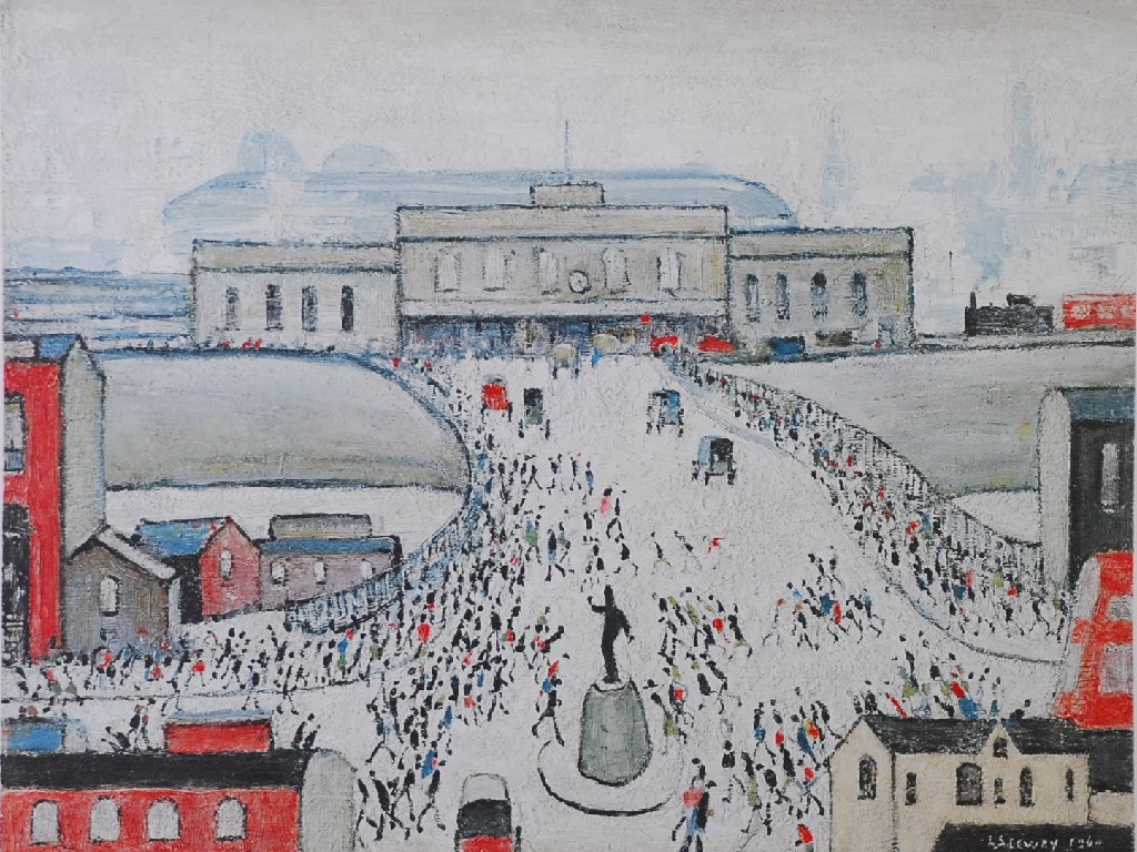 Appraisal: L S LOWRY ARTIST SIGNED COLOUR PRINT Station Approach x