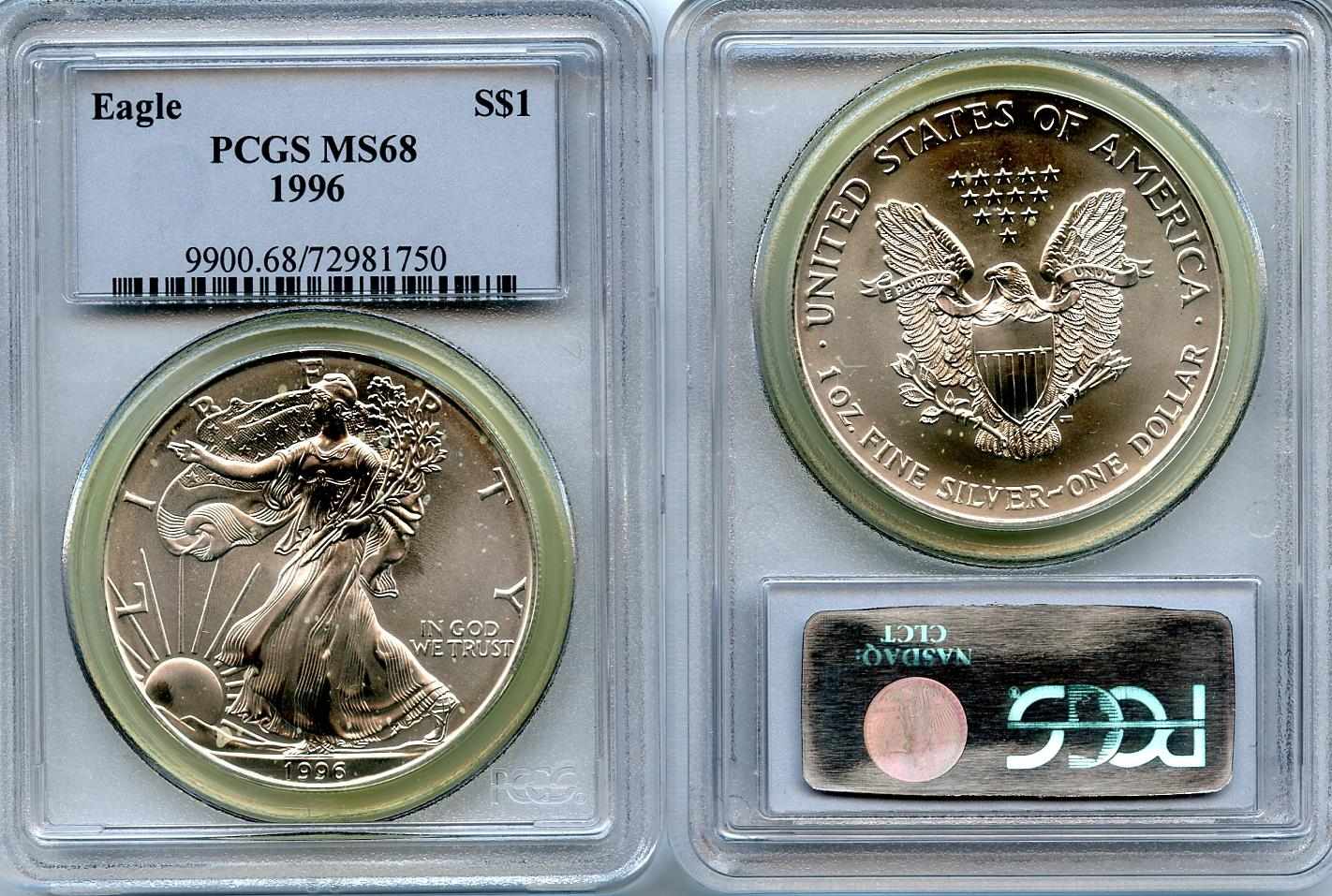 Appraisal: Silver Eagles MS PCGS A large group of this popular