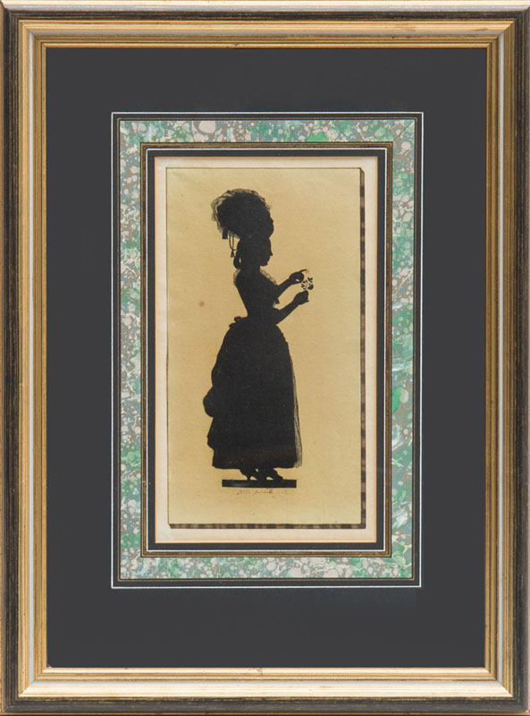 Appraisal: JOSEPH ADOLF SCHMETTERLING FULL-LENGTH SILHOUETTE OF A LADY HOLDING A