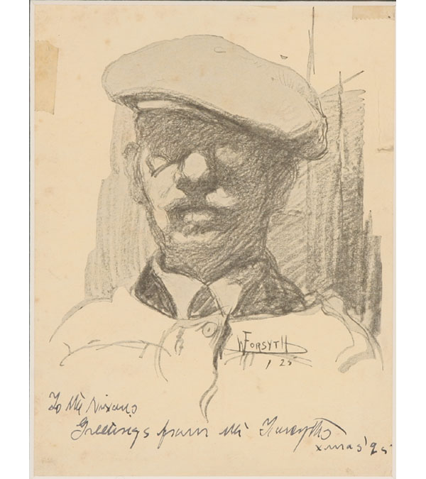 Appraisal: William Forsyth American - Self portrait print on card stock