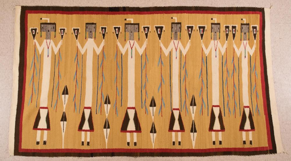 Appraisal: PICTORIAL REGIONAL NAVAJO WEAVING Yei Spirit Dancers Yei-be-che six dancers