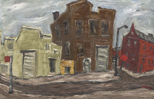 Appraisal: ARNOLD SHARRAD UKRAINIAN-AMERICAN - x Brooklyn Streetscape Impasto oil on