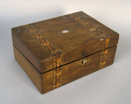 Appraisal: Parquetry lap desk th c h w