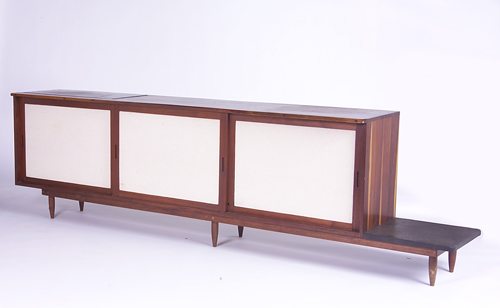 Appraisal: PHILLIP LLOYD POWELL Walnut credenza with dovetailed corners three sliding