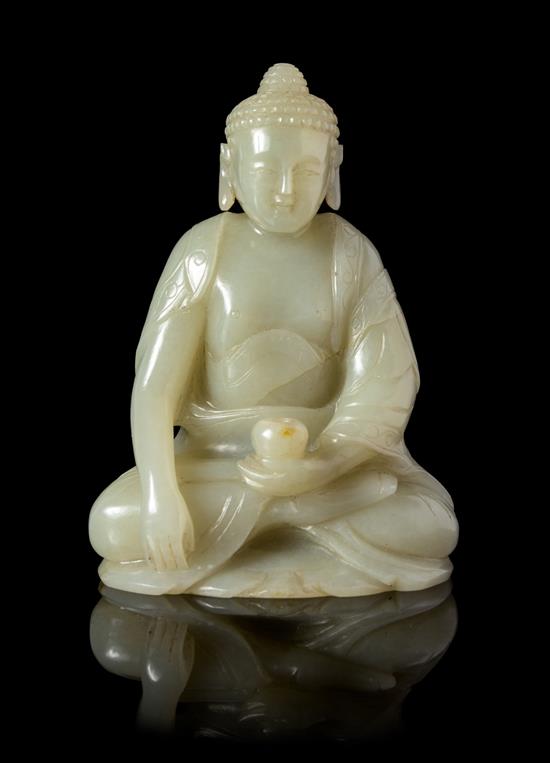 Appraisal: Sale Lot A Carved Pale Celadon Jade Figure of Buddha