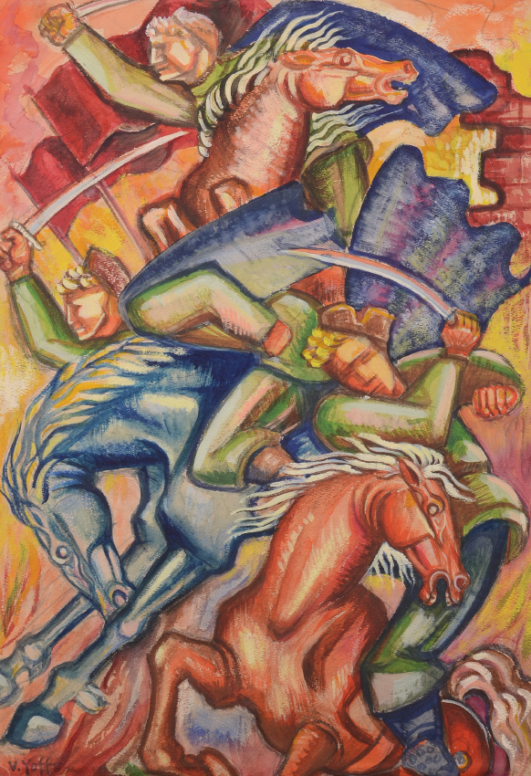 Appraisal: YOFFE Vladimir American - Expressionist style scene with Figures on