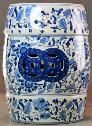 Appraisal: A Chinese Blue White Porcelain Garden SeatDecorated with lotus flowers