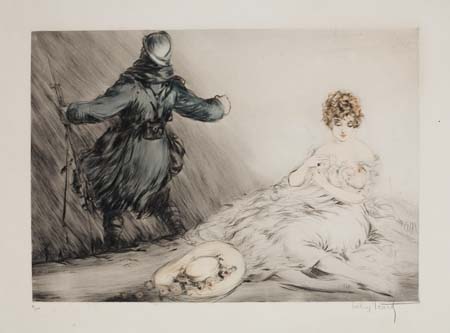 Appraisal: LOUIS ICART Defense of the Homeland Color etching x mm