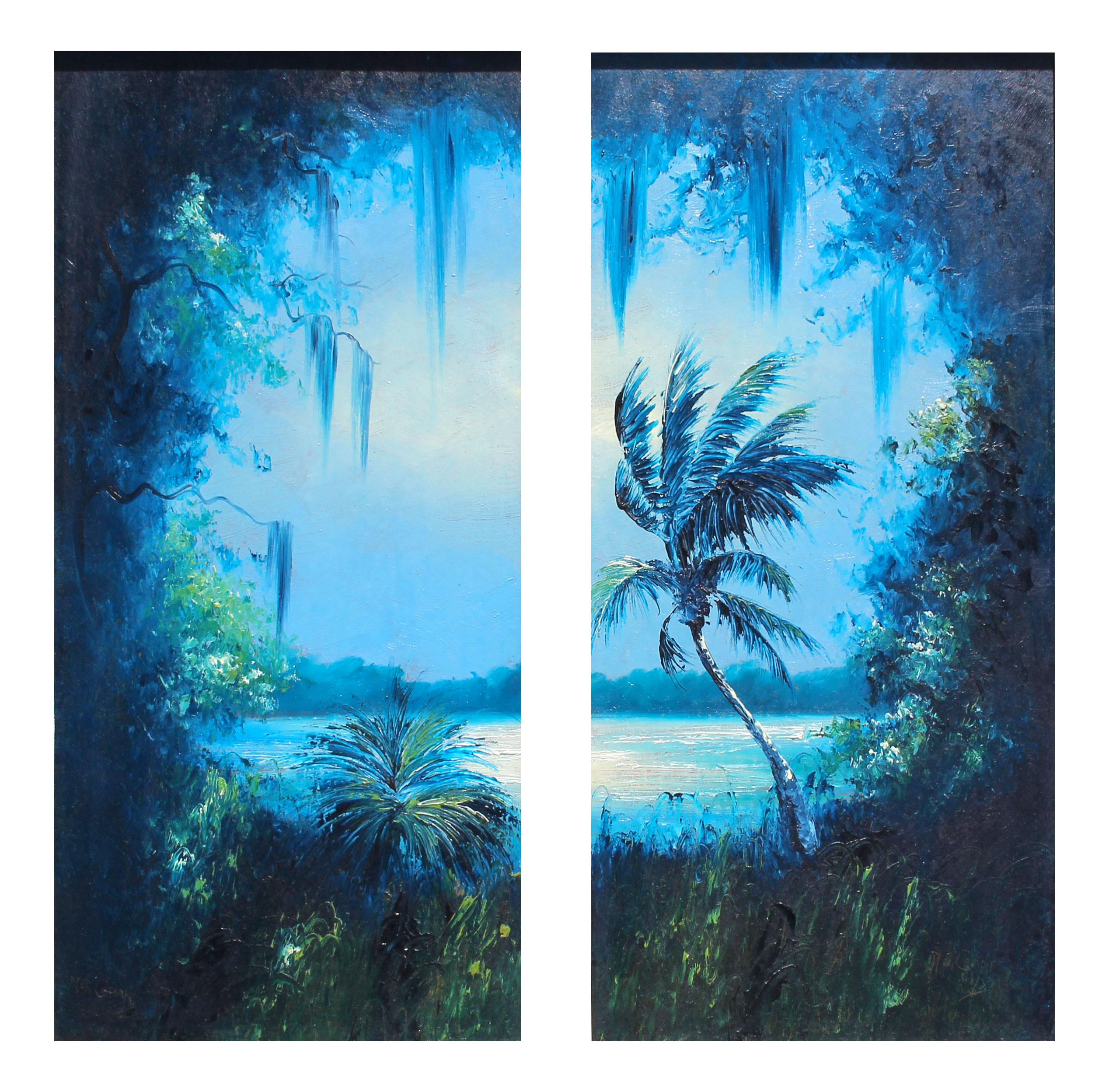 Appraisal: CAROLL Mary Ann American Pair of Florida Highwaymen River Paintings